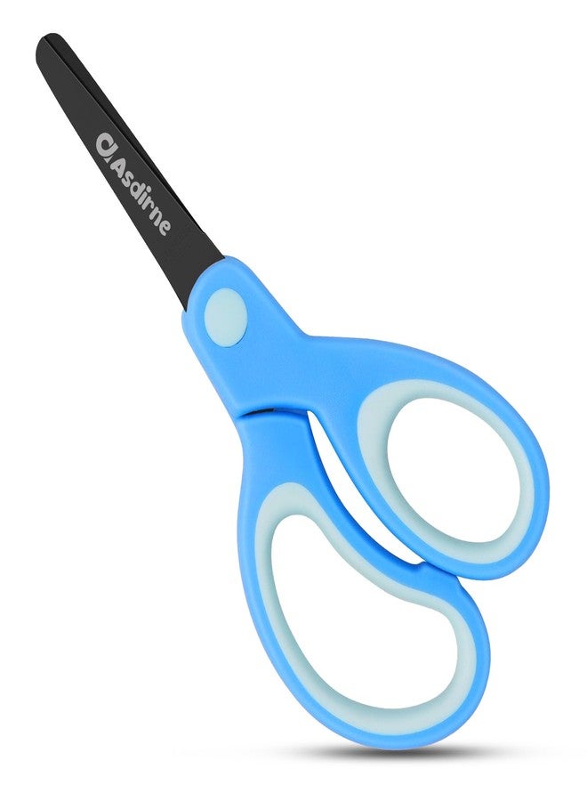 Asdirne Kids Scissors, Safety Children Scissors, Craft Scissors with Blunt Tip Stainless Steel Blades and Soft Grip, Great for Home and School,13.5cm, Blue - Image 1